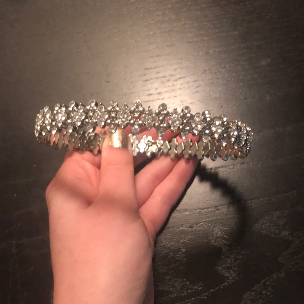 Silver and rhinestone choker necklace